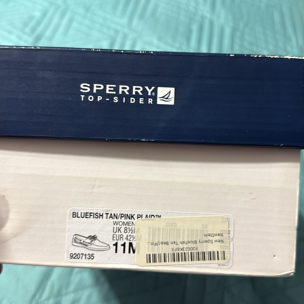 Sperry Bluefish Tan/Pink Plaid Size: 11M Women’s - Picture 5 of 6